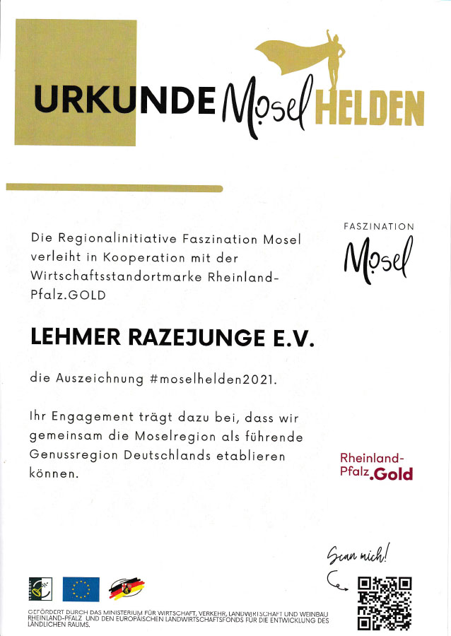 Moselkongress in Kröv 2021 - Die Moselhelden-Urkunde